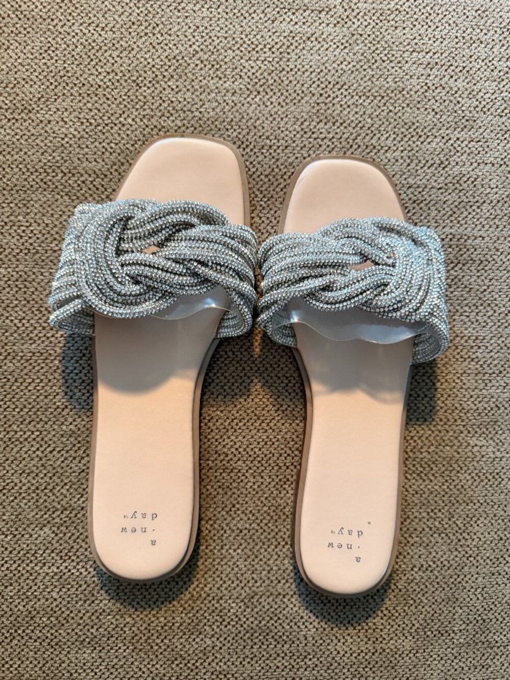 A New Day Target Rhinestone Knot Slide Sandals Excellent Condition